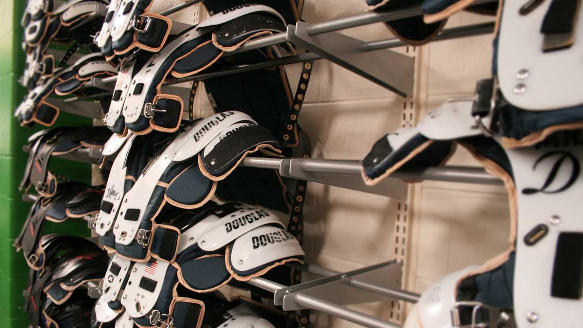 athletic shoulder pad storage for organized football equipment management