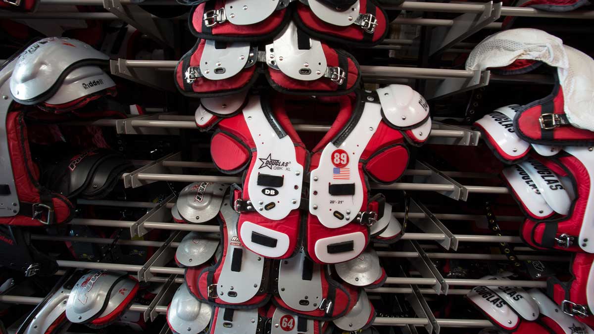 shoulder pad racks for football equipment organization and accessibility