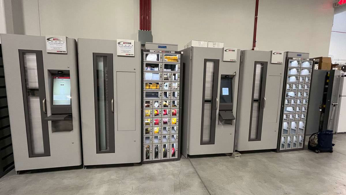 Vending machines installed on an air force base for controlled access to tools and maintenance supplies