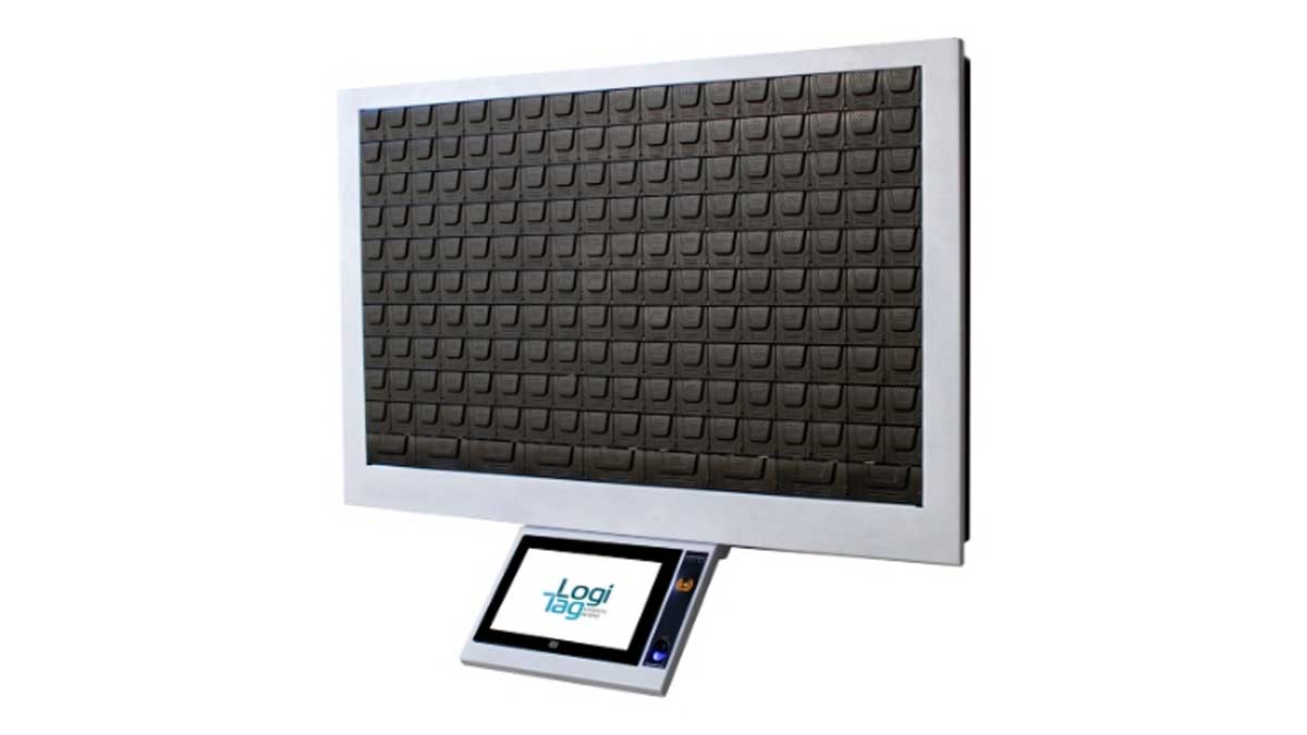 wall mounted key control panel with numbered slots for electronic key management and audit