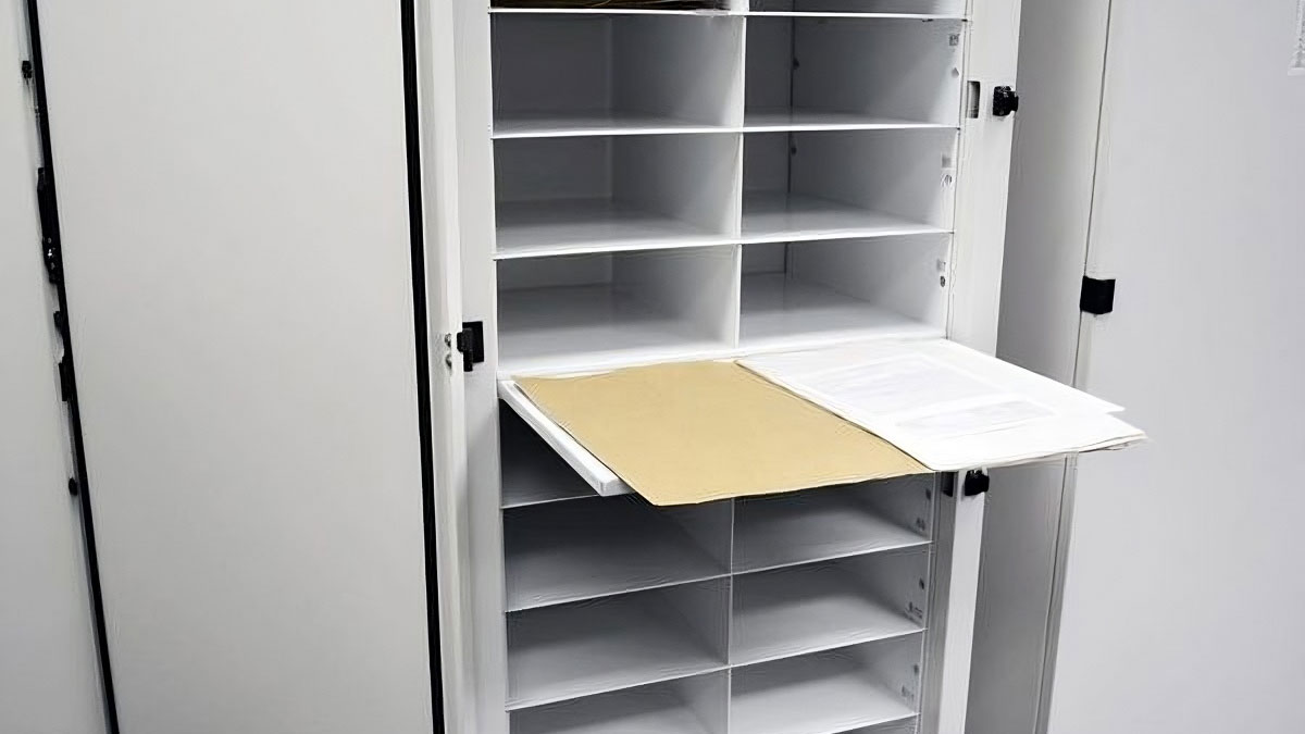 Museum herbarium drying cabinet with pullout worksurface