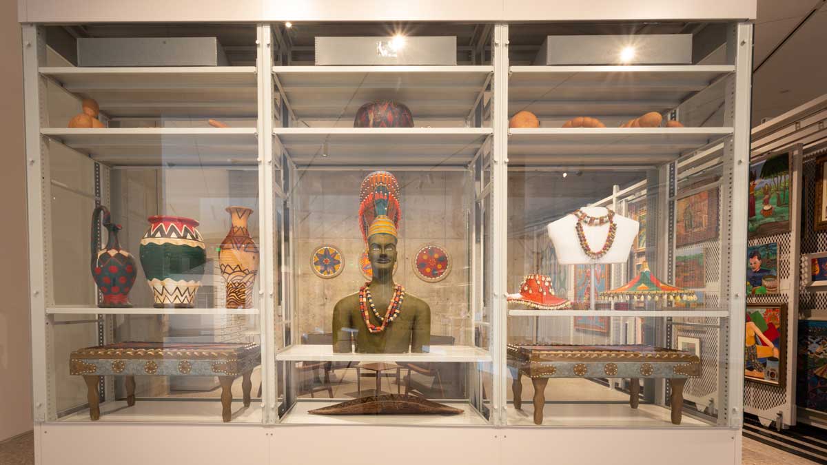 airtight cabinet showcasing cultural artifacts in secure display cases