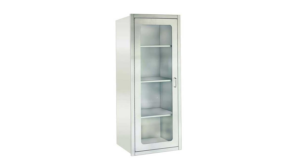 modular casework counter with binders and a sliding door cabinet system