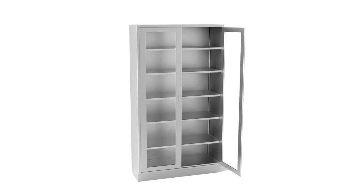 Tall rotary filing cabinets in modern office hallway for secure and space-saving document storage