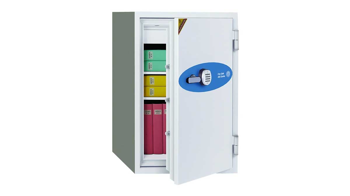 fire-resistant safe cabinet with secure locking system for storing important files and documents
