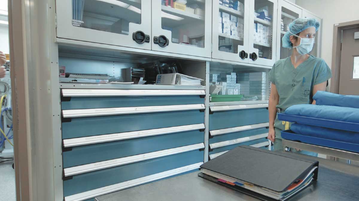 Storage solution for sterile processing and central sterile supply areas in healthcare facilities