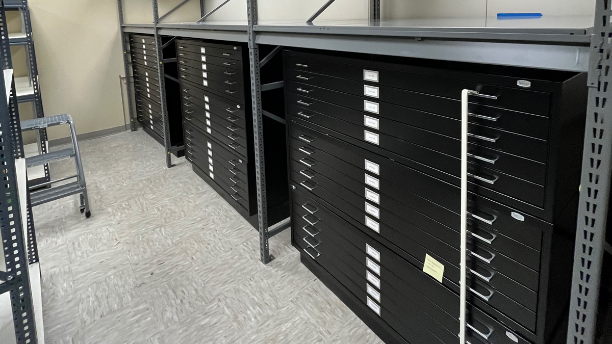 black flat file storage cabinets for organized storage of large documents and artwork