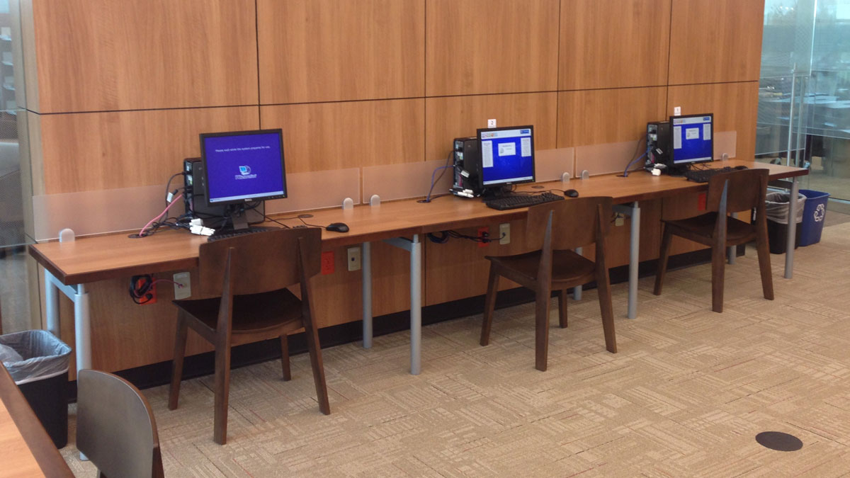 Modern library table for collaborative learning spaces
