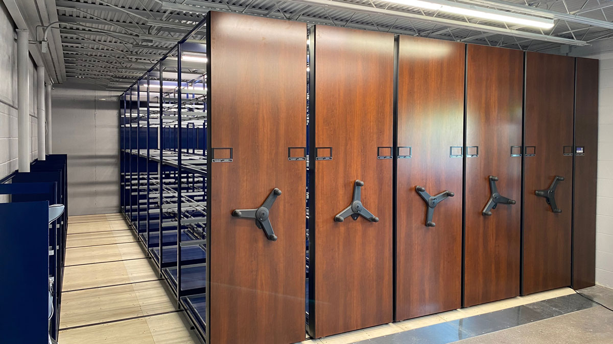 golf bag cabinet with high-density shelving designed for organized golf bag storage