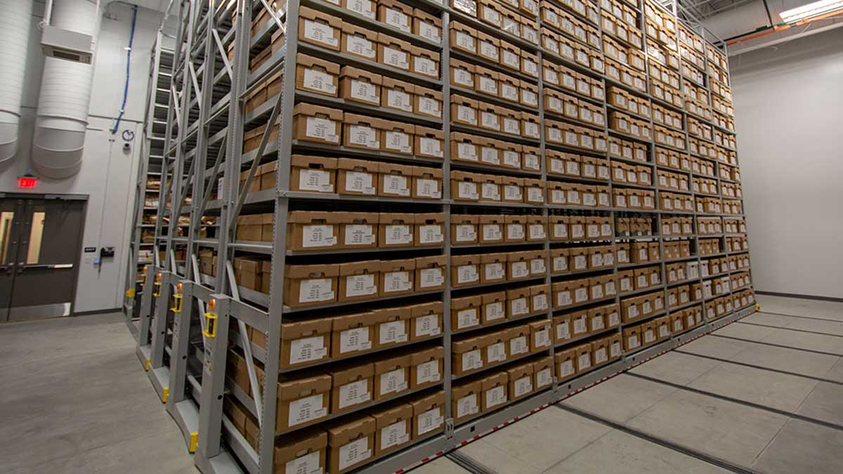 High bay shelving for secure evidence storage