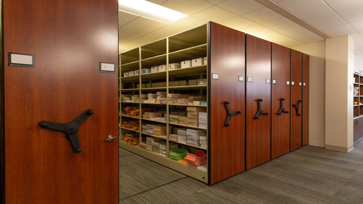 compact mobile shelving storing evidence in police facility