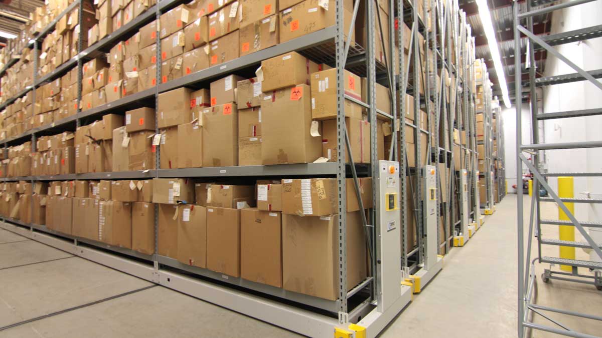 4 tier heavy duty mobile evidence storage system for organized inventory control