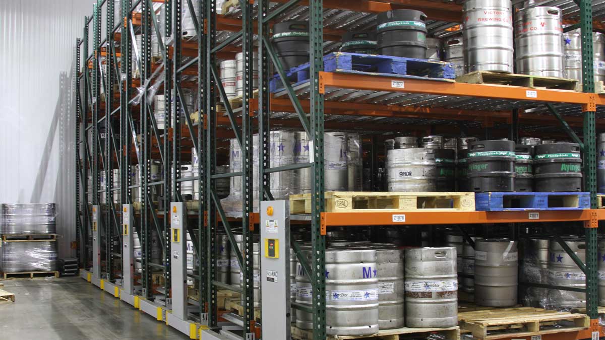 Mobile racking in a cold storage warehouse