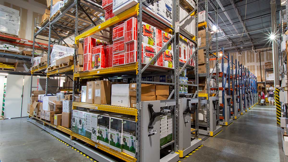 pallet racking on rails system for efficient inventory and supply storage