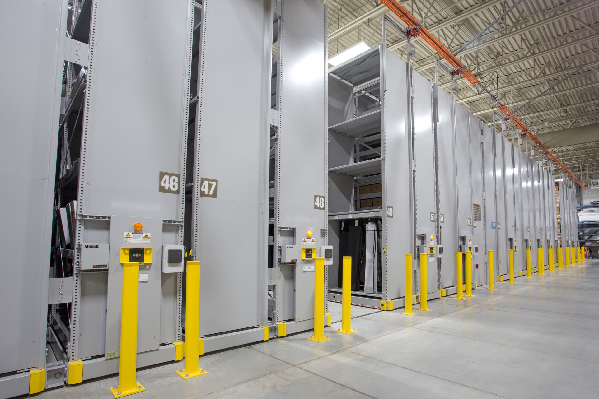 off-site high bay evidence storage solution with organized shelving for sensitive materials