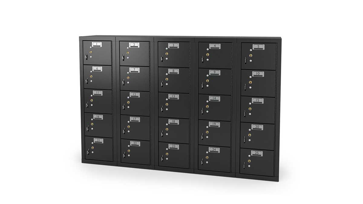 classroom-ready 25-door cell phone locker for controlled student device access