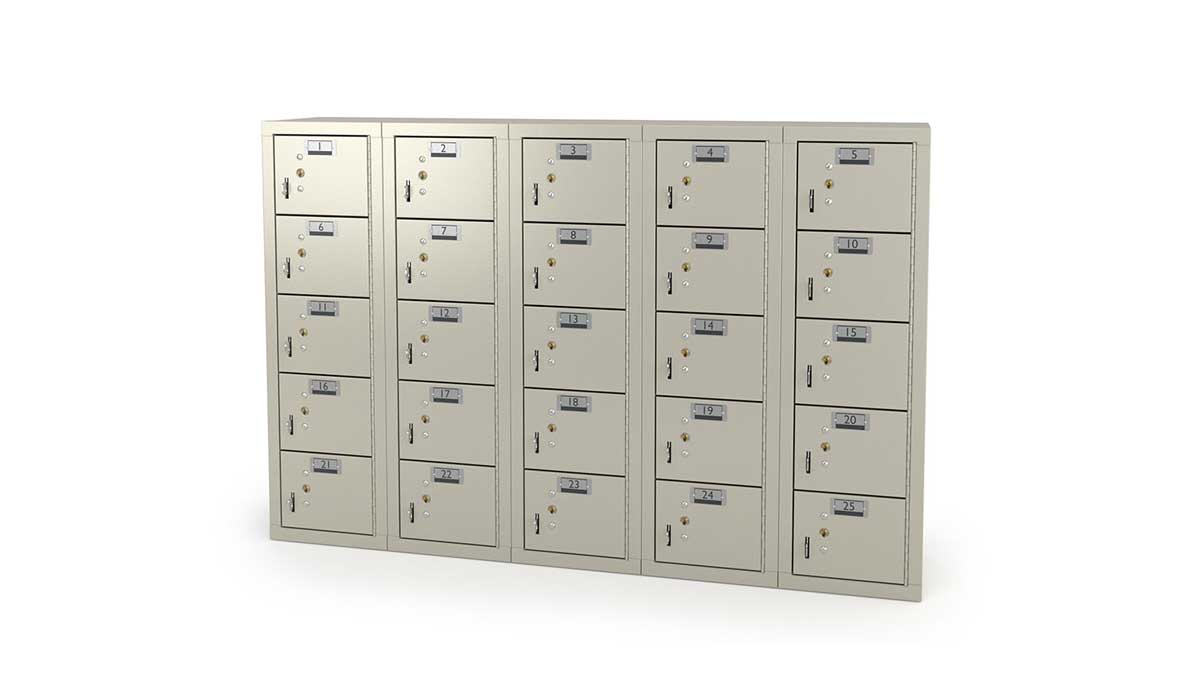 25-door phone locker cabinet for organized student phone storage in schools