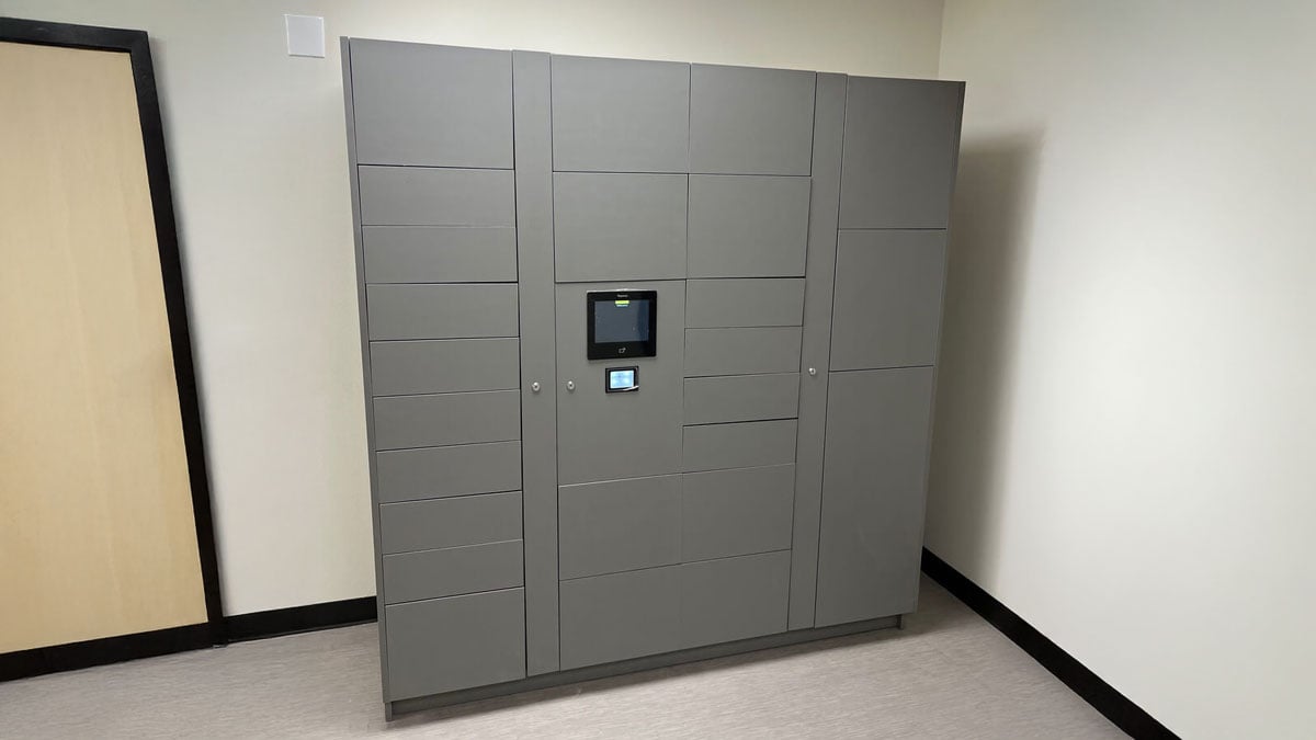 Smart Locker Station in Library with Modern Interface