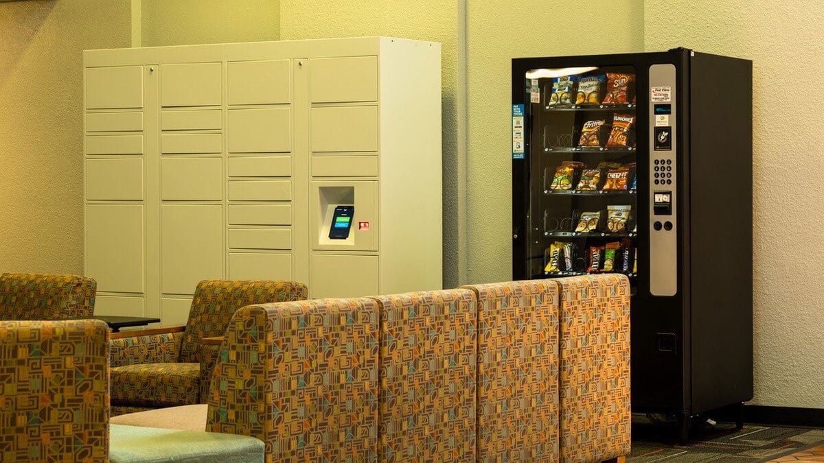 Indoor Smart Lockers in Lounge Area for Secure Package Pickup