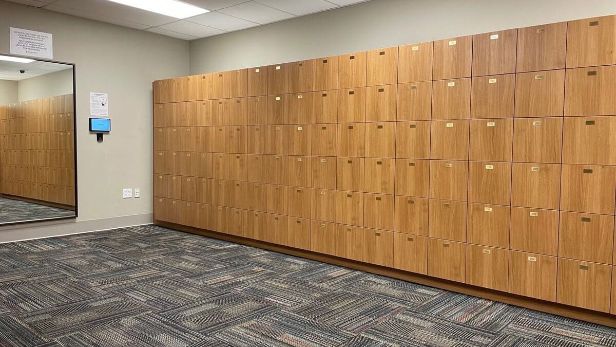 Wooden Smart Locker Wall for Guest Storage at Casino Resort