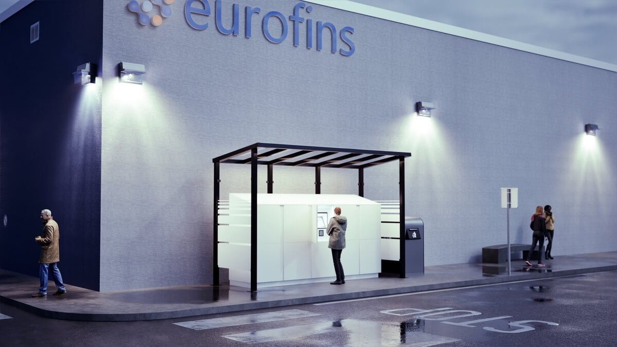 Smart Locker Station with Weather Cover at Eurofins