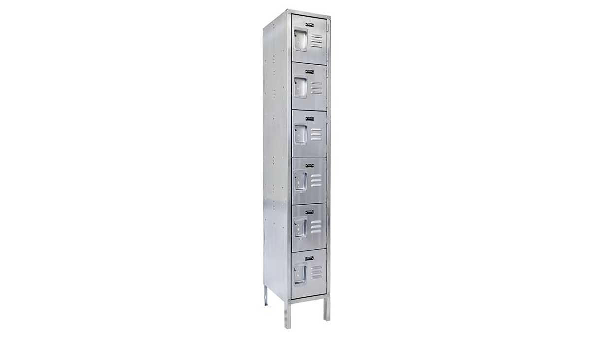 Stainless steel lockers in a food processing or cold storage area