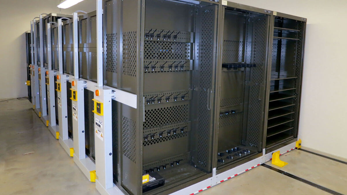Military weapons locker for secure storage of rifles, pistols, and tactical gear