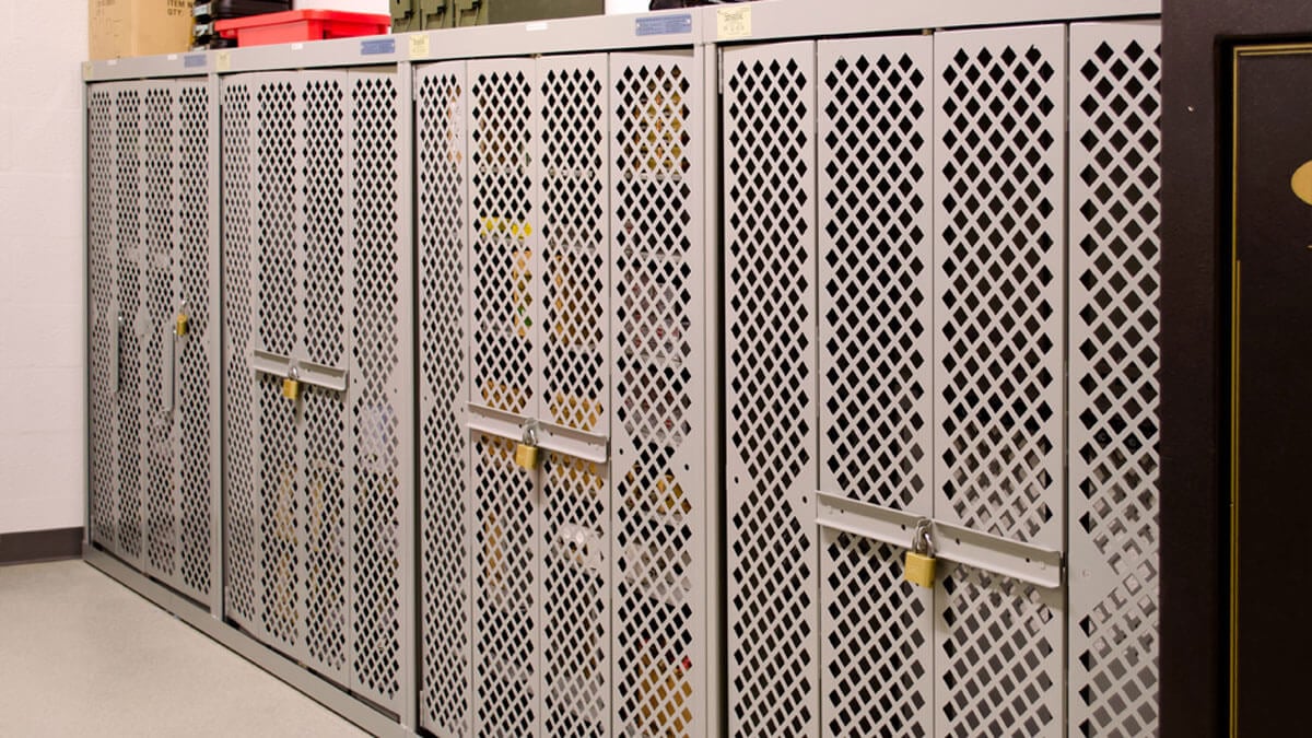 Armory locker designed for storing rifles, handguns, and tactical equipment safely