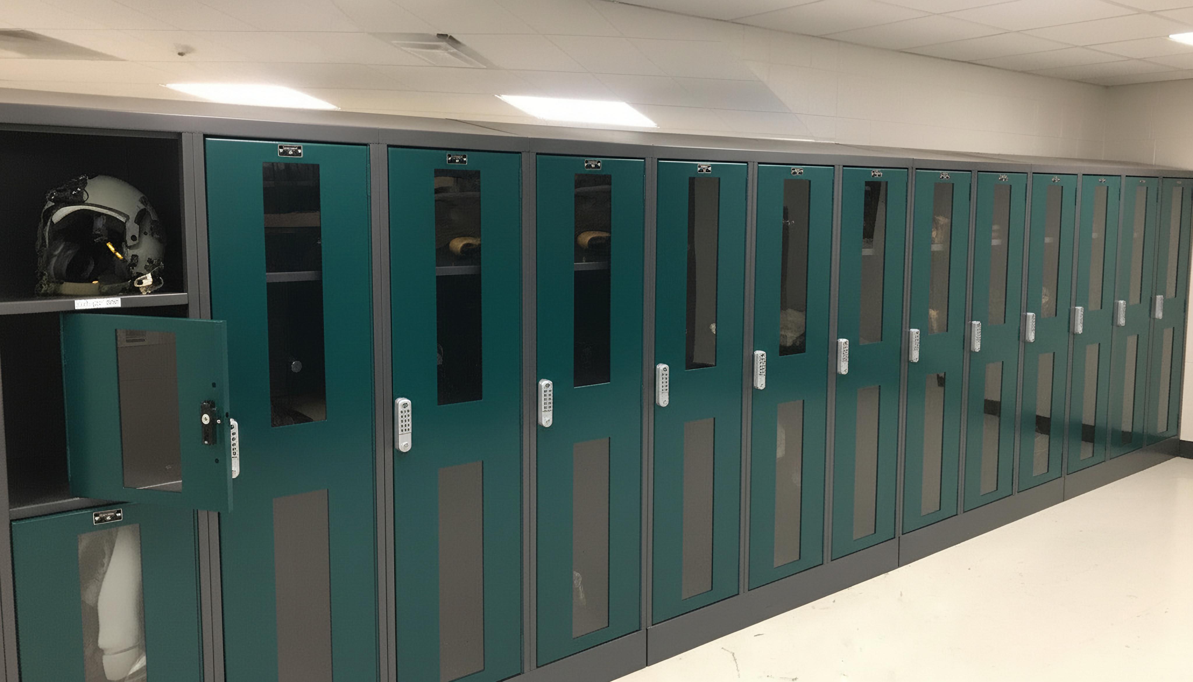 Flight gear pilot locker for secure helmet and garment storage