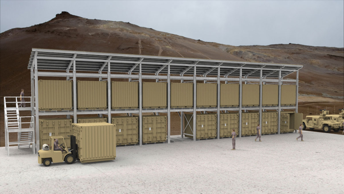 portable military cargo racks with container storage for field operations