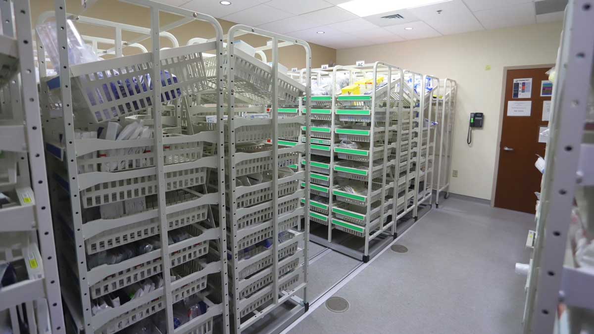 medical supply storage system installation in a hospital setting