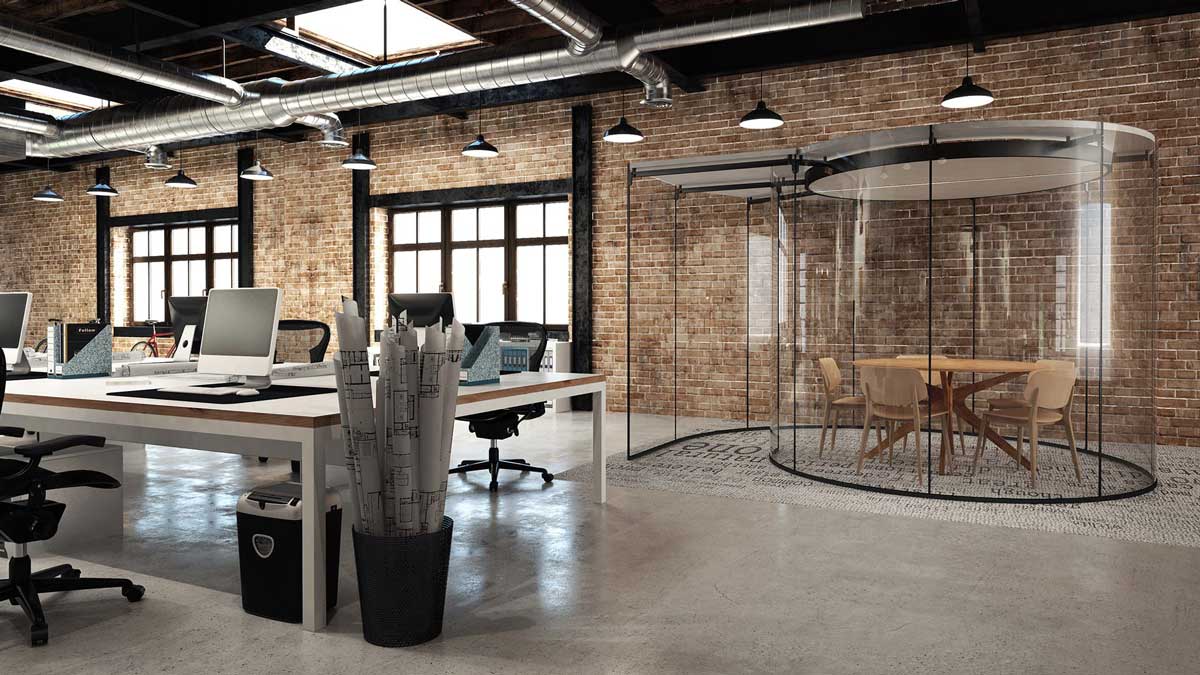 glass wall booth creating a private meeting space with transparent walls for office privacy and acoustic control