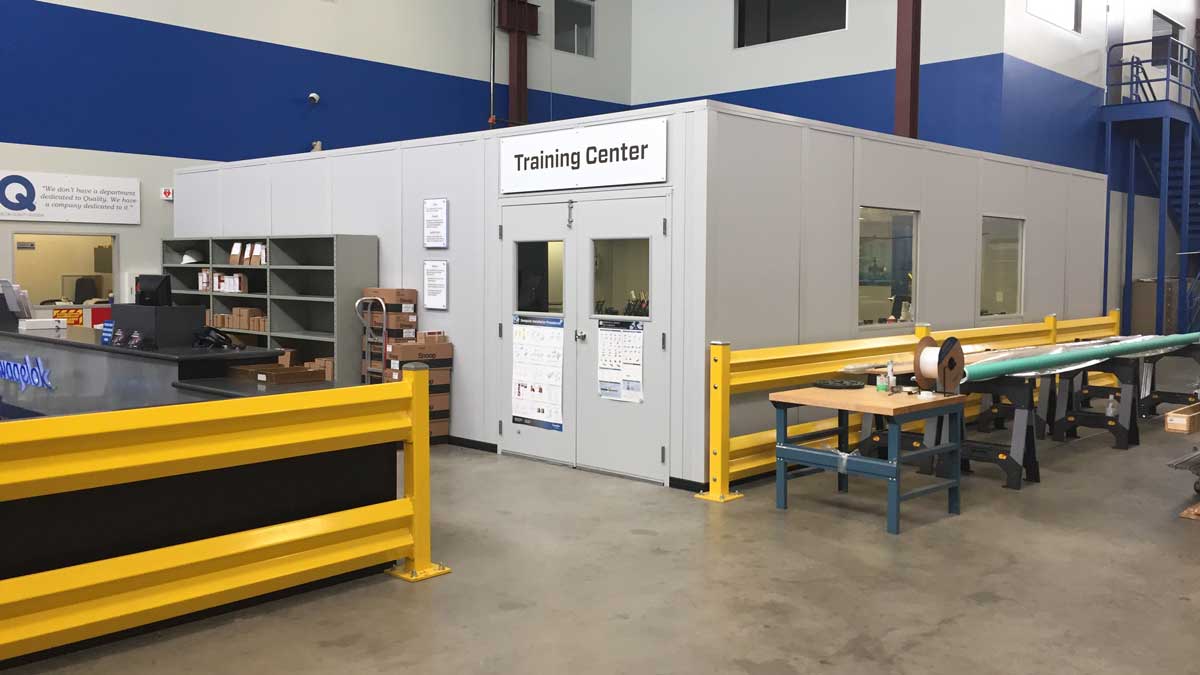 modular inplant training center office with glass windows for industrial environments