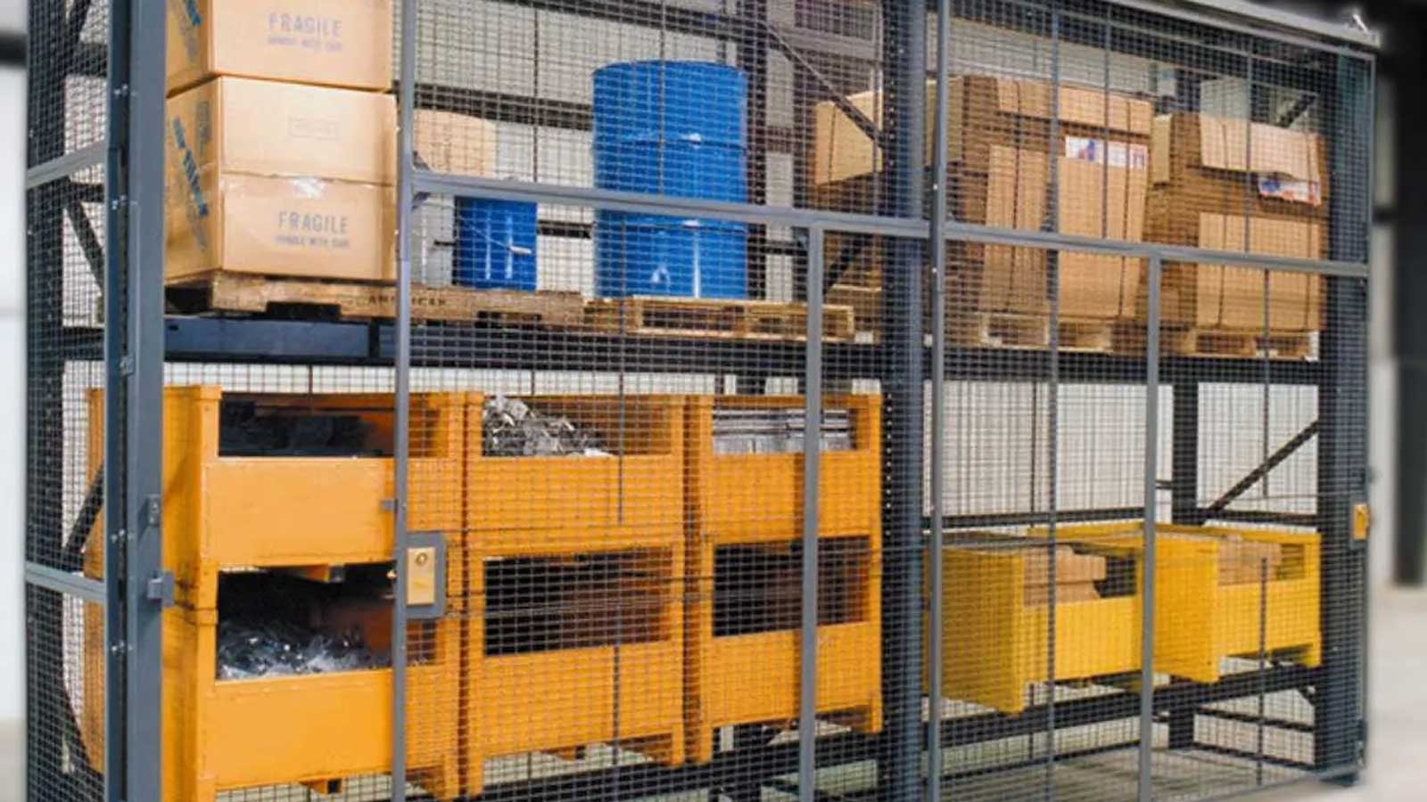 Rack enclosures and guards used in a 3PL warehouse layout