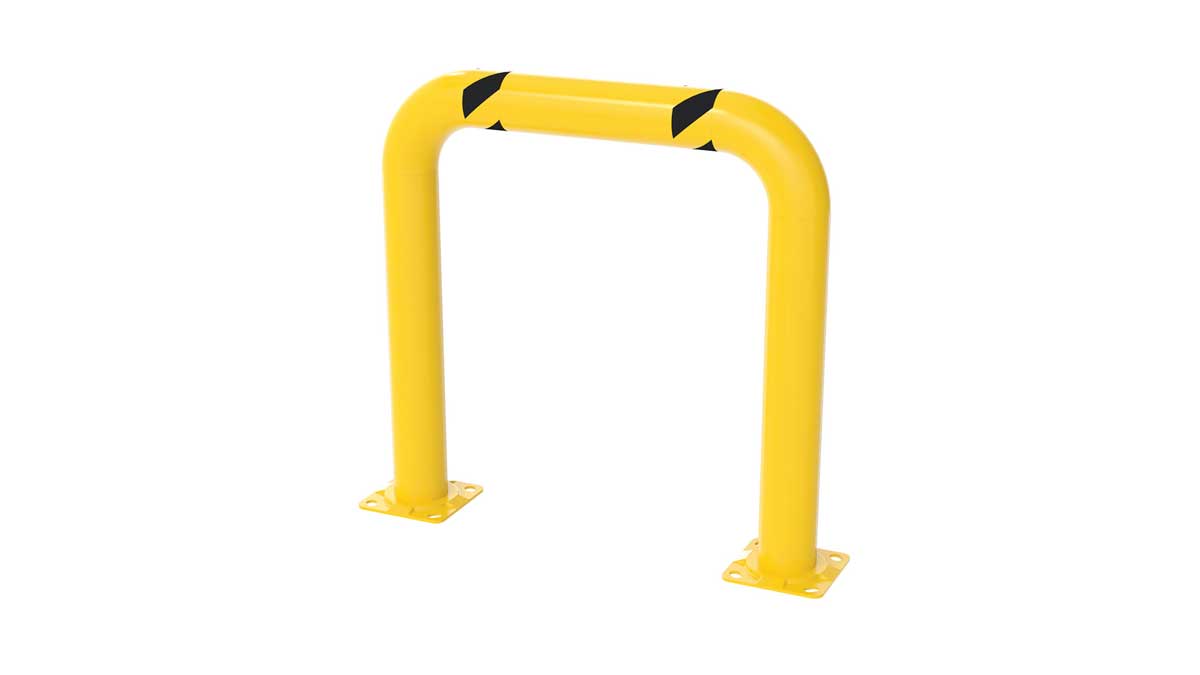 Barrier rails and guards installed near pallet racking in a cold storage facility