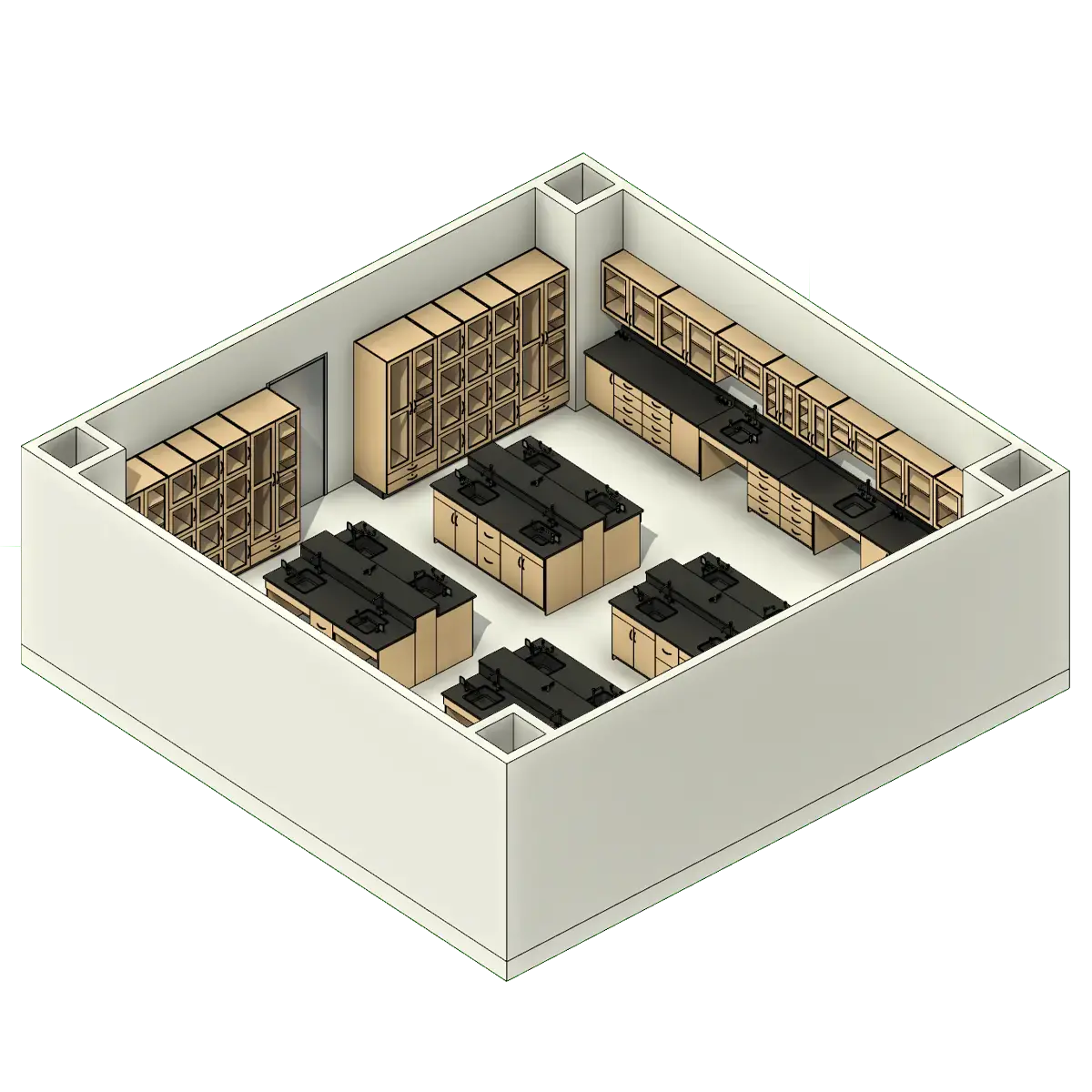 Facility planning render for grow cart workflow
