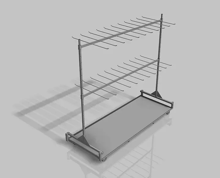 mobile plant drying rack for hanging harvested crops during curing