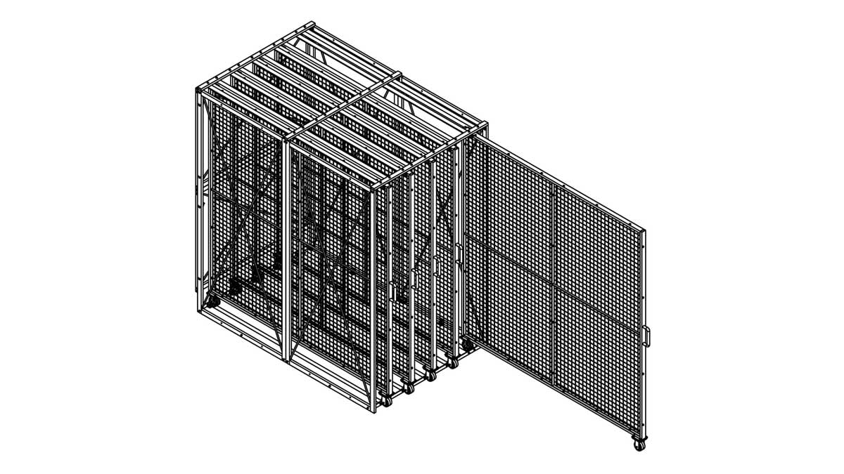 Pull-out art storage rack system with framed artwork panels for safe and convenient art display in museum collection rooms