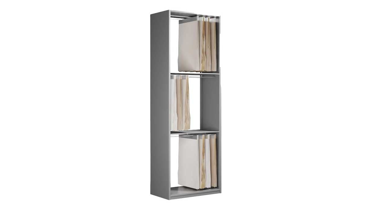 freestanding rack with three levels of hanging rails to organize and access blueprint sheets efficiently