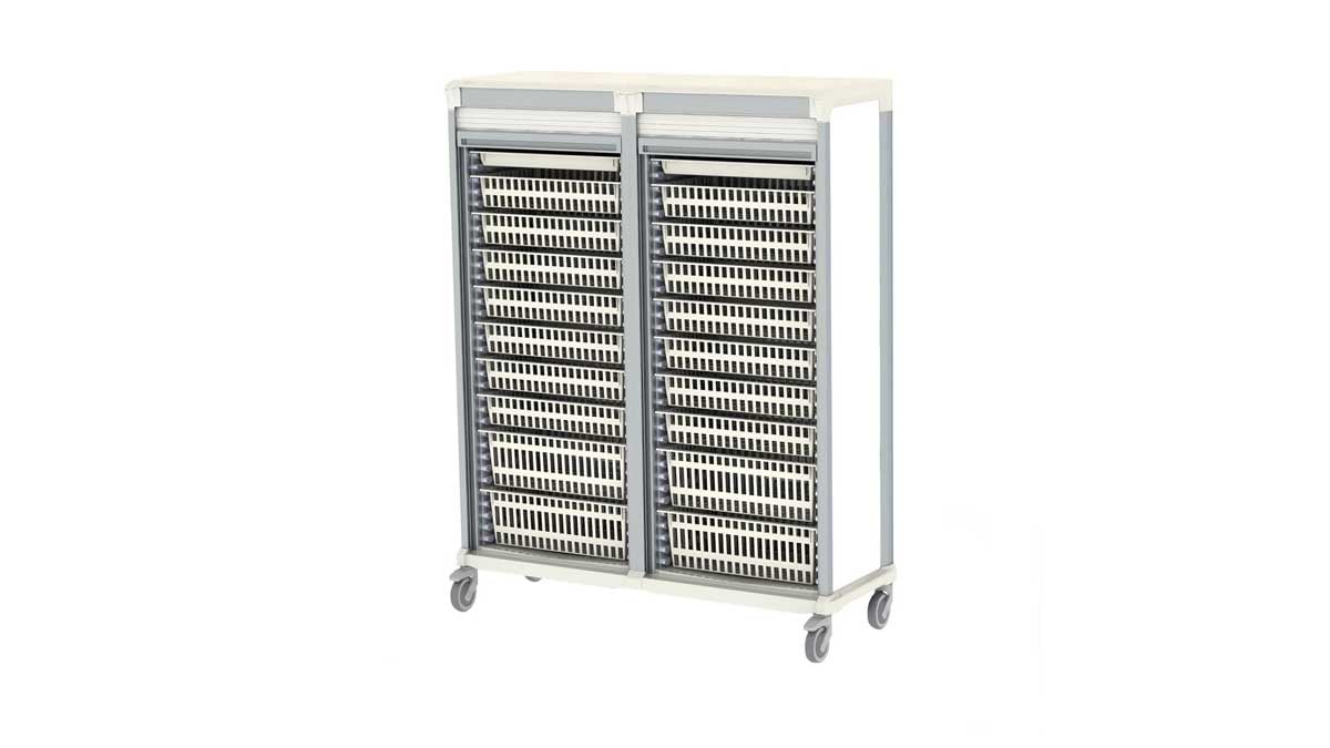 cart with removable basket drawers for organizing and transporting medical supplies