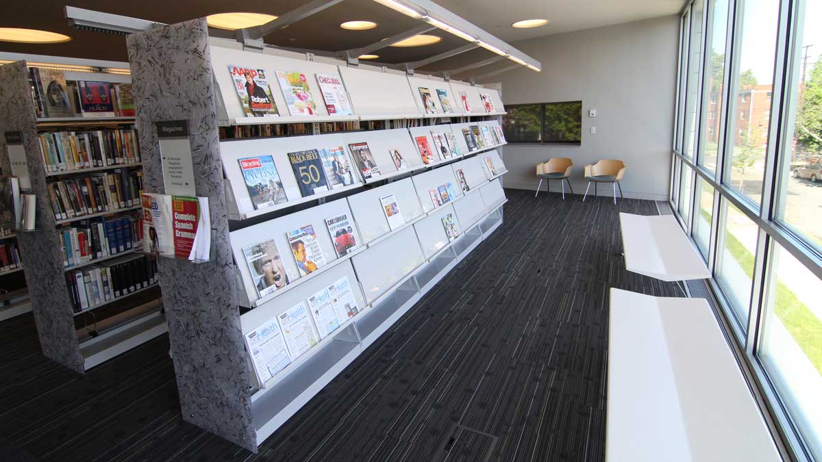 Library shelving easy-to-navigate book displays