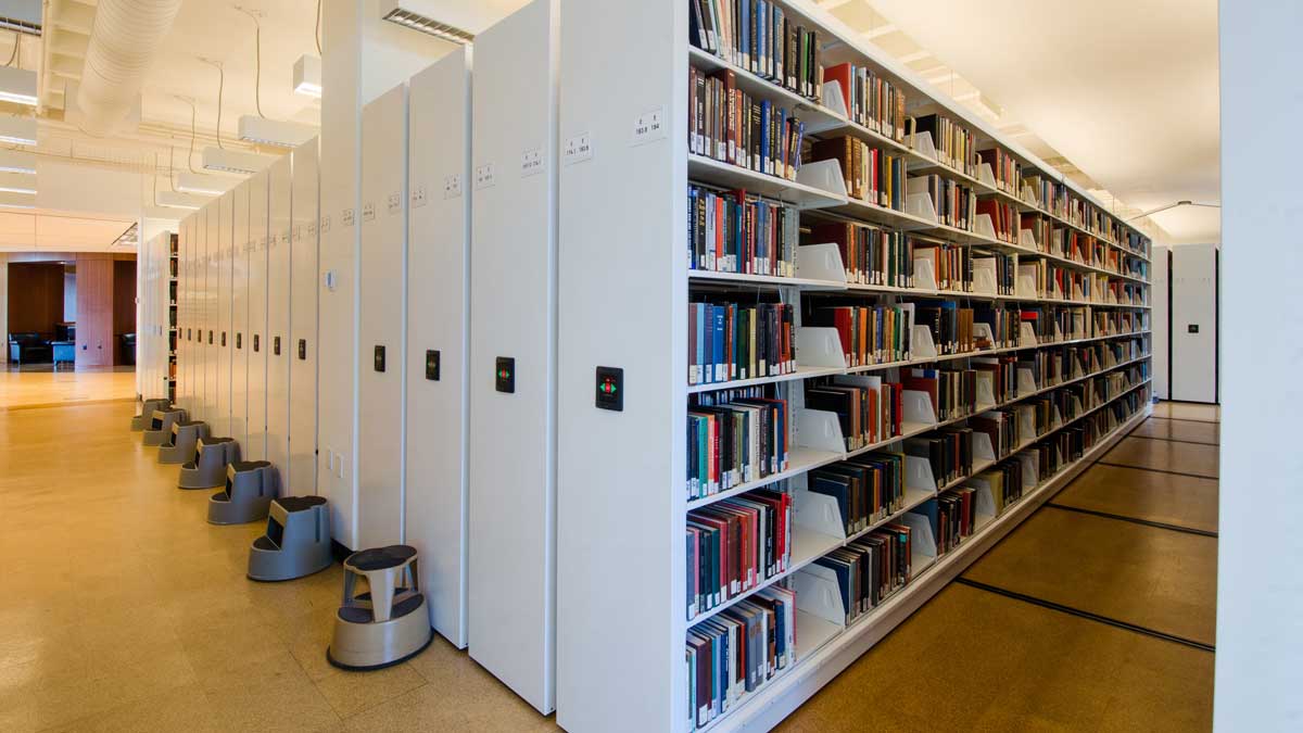 Flexible library shelving designed for neatly displaying a magazine collection