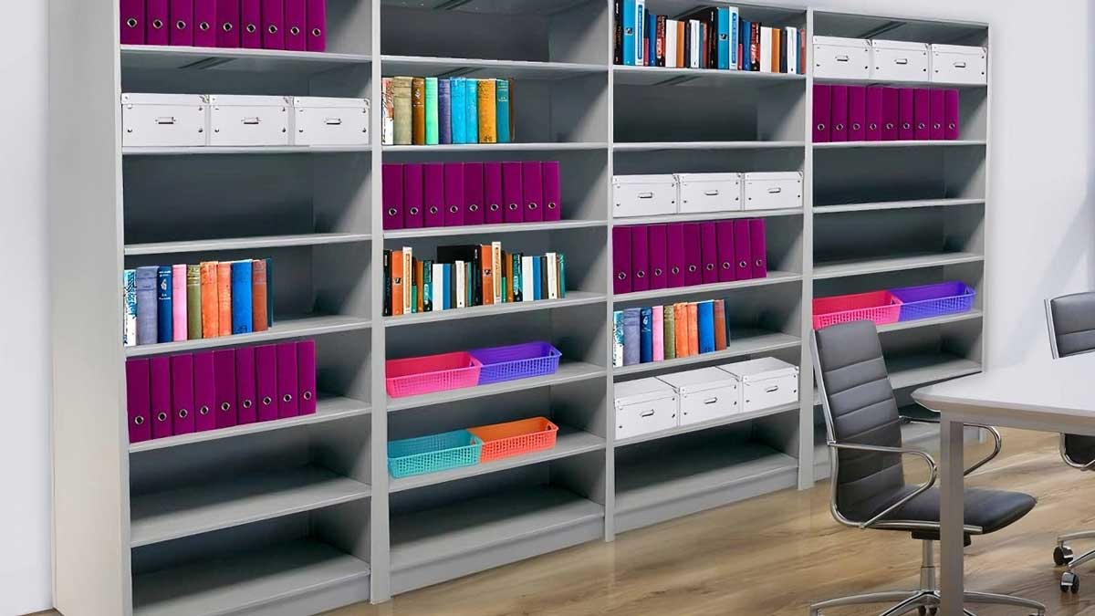 office shelving system for easy access and secure file storage