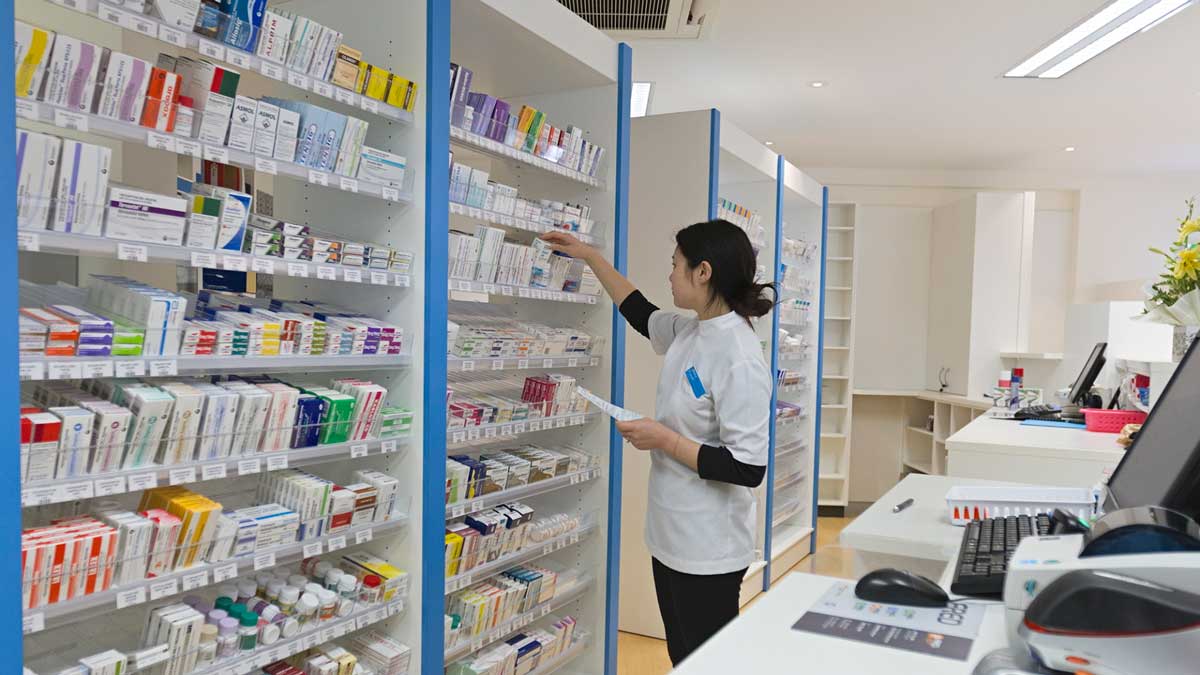 versatile pharmacy storage shelves designed for secure medication organization