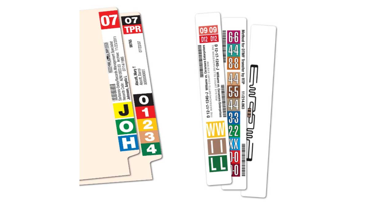 overview of automated labeling system features including barcodes and color bands for file organization