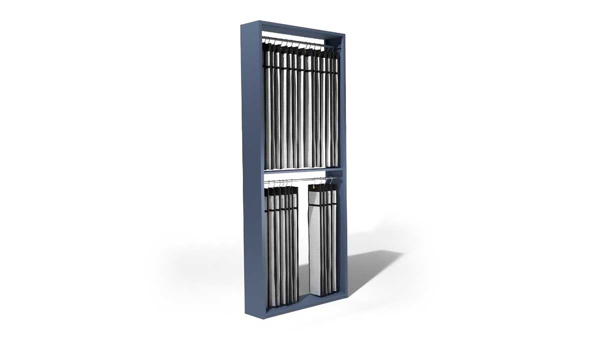 hanging storage bags designed for organizing rifles and long guns in correctional facilities or inmate armories