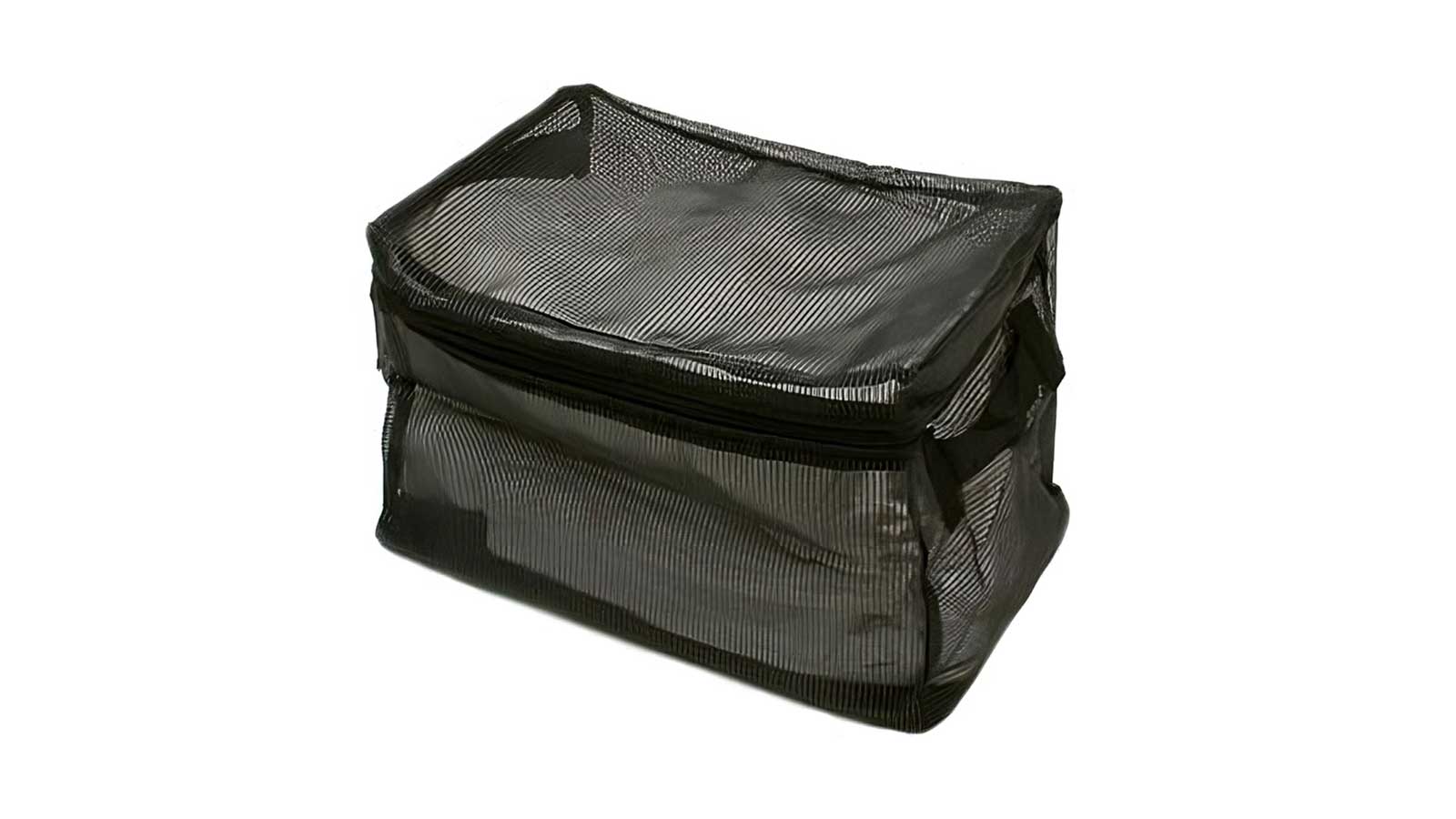 Mesh zippered property bag for flexible storage