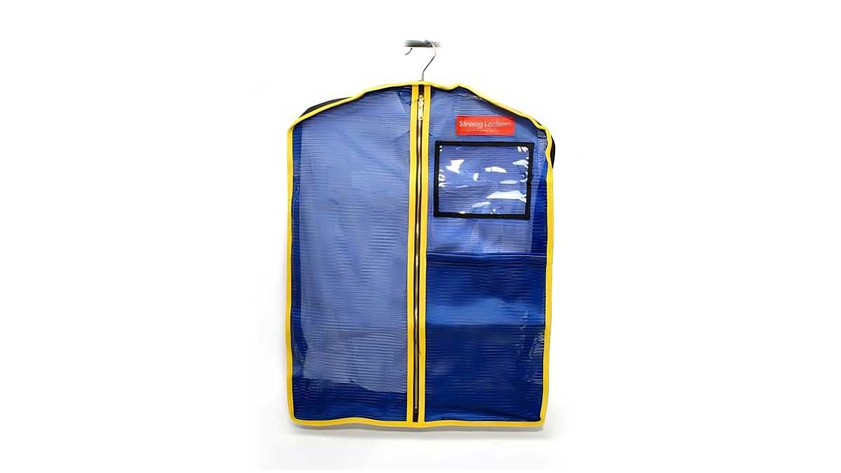 Hanging inmate property bag with ID pocket