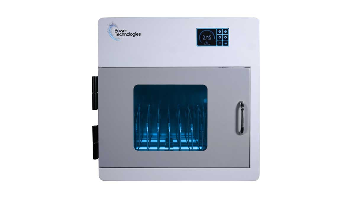 Closed lab sterilizer cabinet in a medical office setting