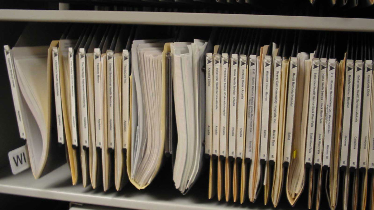 alphabetized oblique filing system designed for efficient document storage and quick file retrieval